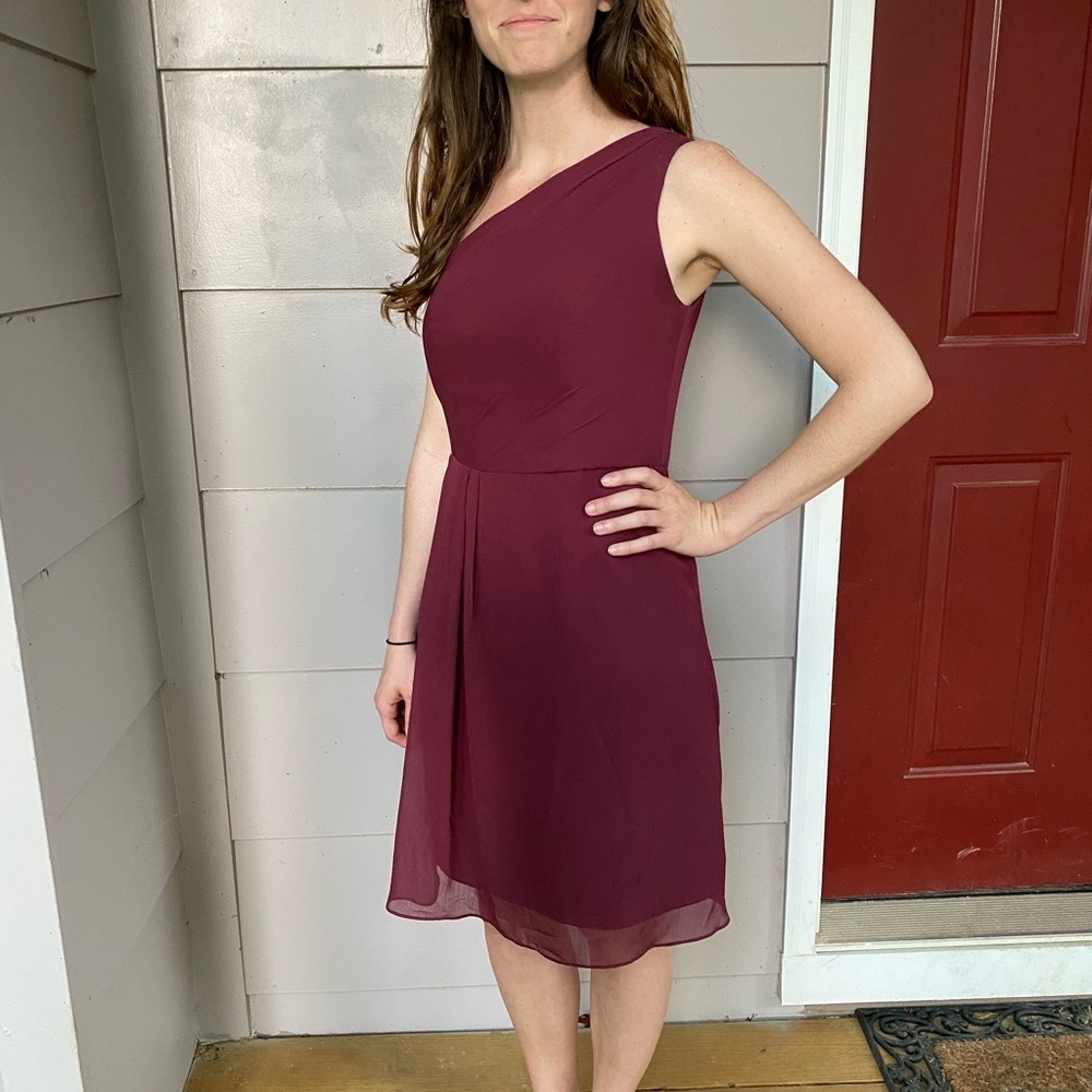 One shoulder chiffon bridesmaids dress